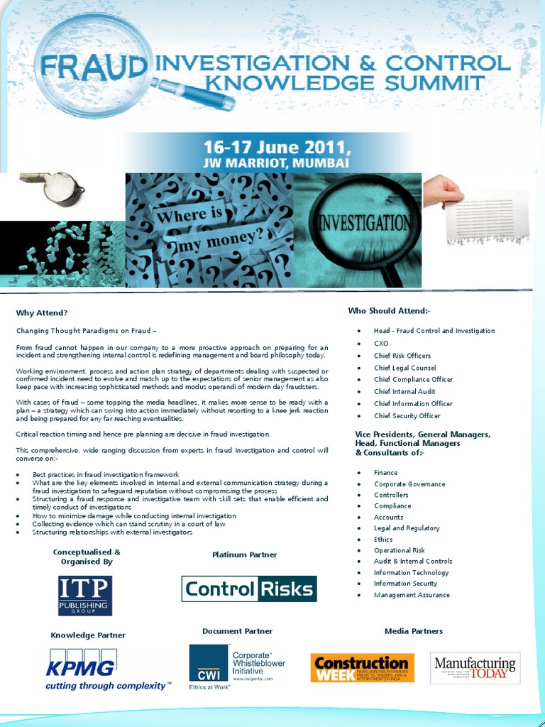 Fraud Investigation and Control Summit 2011 | PDF | Fraud | Internal Audit