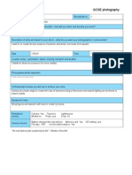 Gcse Photoshoot Planner