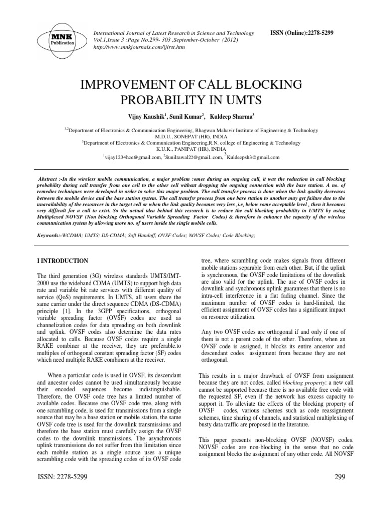 Reducing Call Blocking in UMTS Systems | PDF | Computers