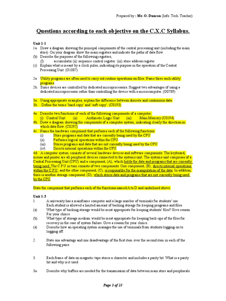 Questions According To Each Objective On The C | PDF | Graphical User ...