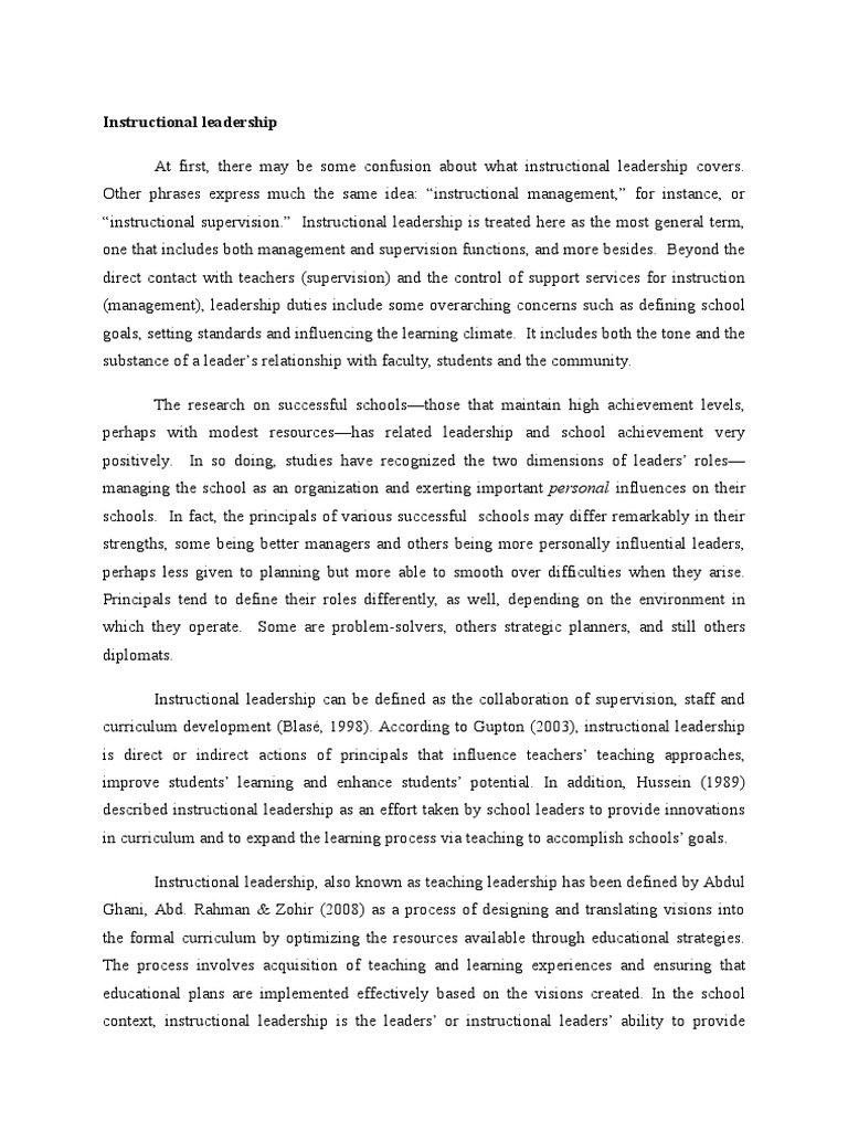 Understanding Instructional Leadership | PDF | Classroom Management ...