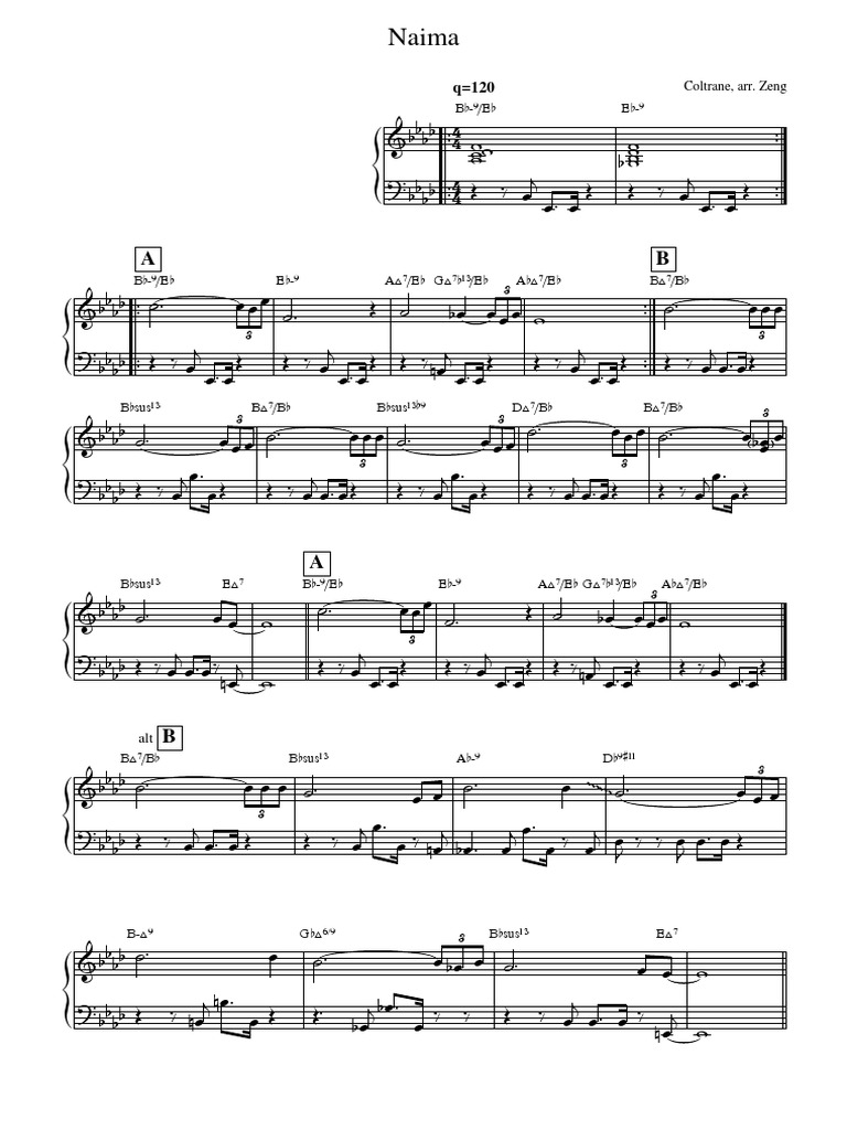 Naima Lead Sheet and Chords | PDF