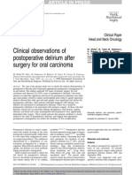 Clinical Observations of Postoperative Delirium After Surgery For Oral Carcinoma