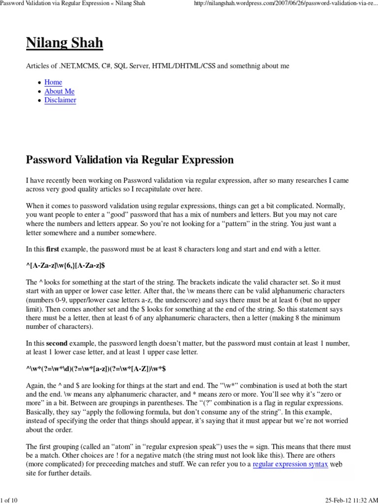 Password Validation with Regex Techniques | PDF | Regular Expression ...