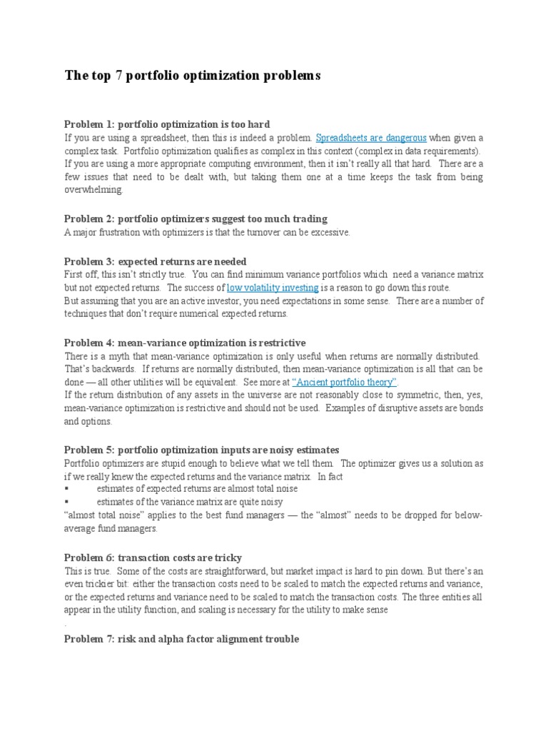 The Top 7 Portfolio Optimization Problems | PDF | Business