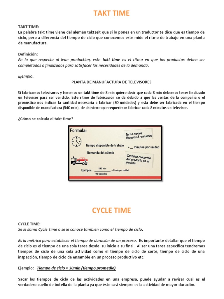 Takt Time y Lead Time en Manufactura | PDF | Inventario | Producción y ...