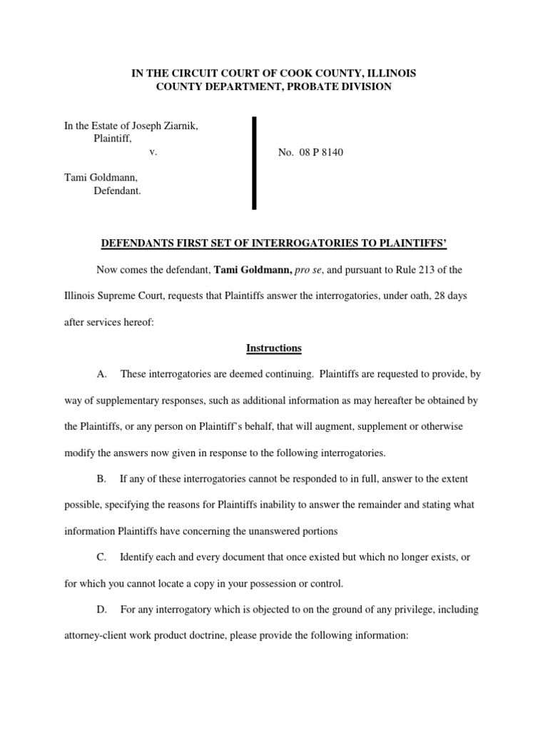 Defendant Interrogatory Request Defamation Defamation Damages