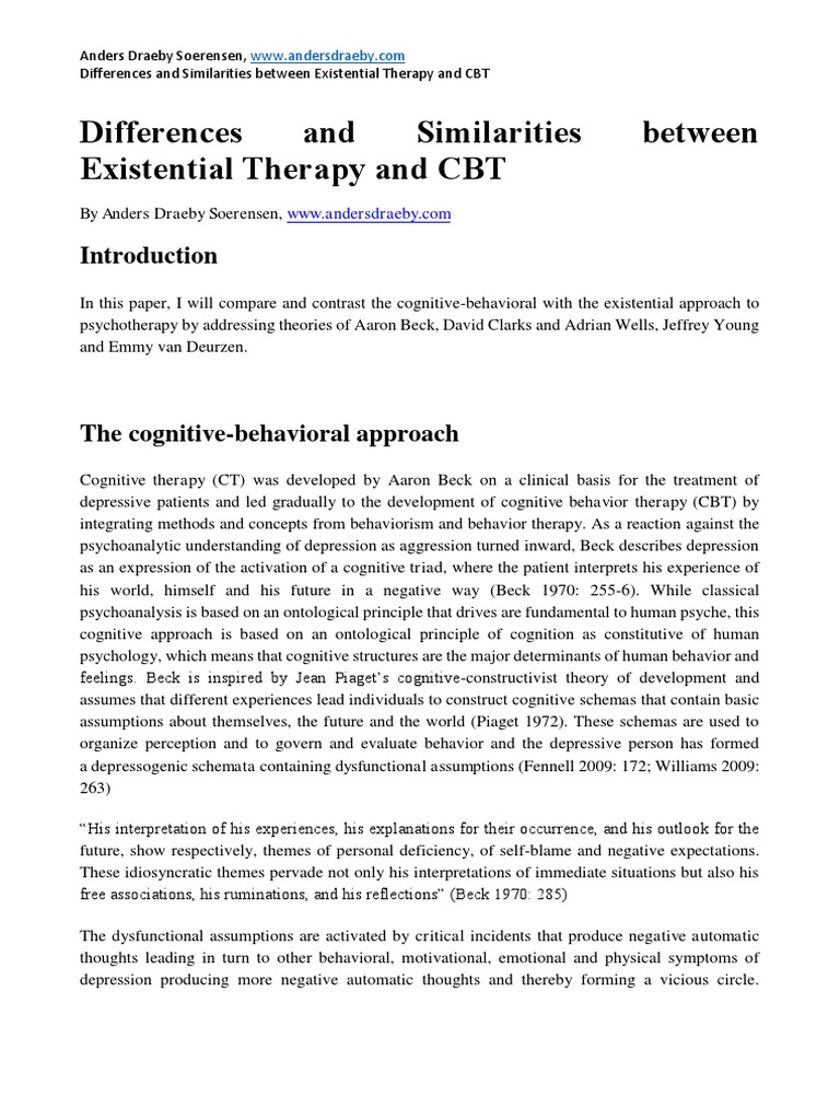 Differences and Similarities Between Existential Therapy AndLibre PDF Cognitive Behavioral