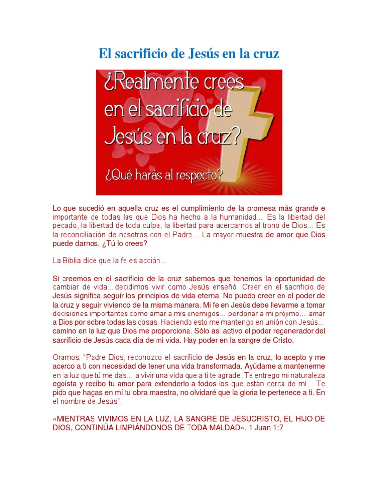 El Sacrificio de Jesús en la Cruz | PDF | Filosofía | Religión y ...