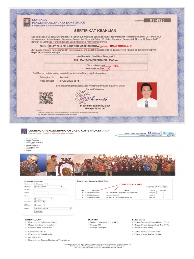 Cara Cek SKA Tenaga Ahli Di