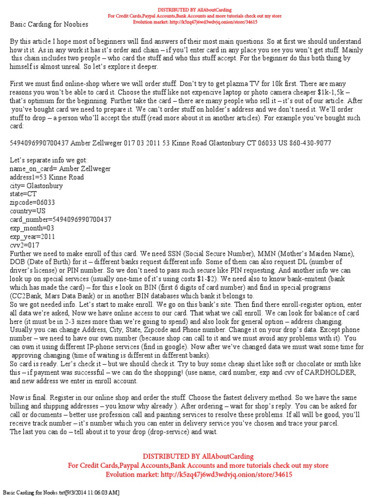 Basic Carding For Noobs Pdf