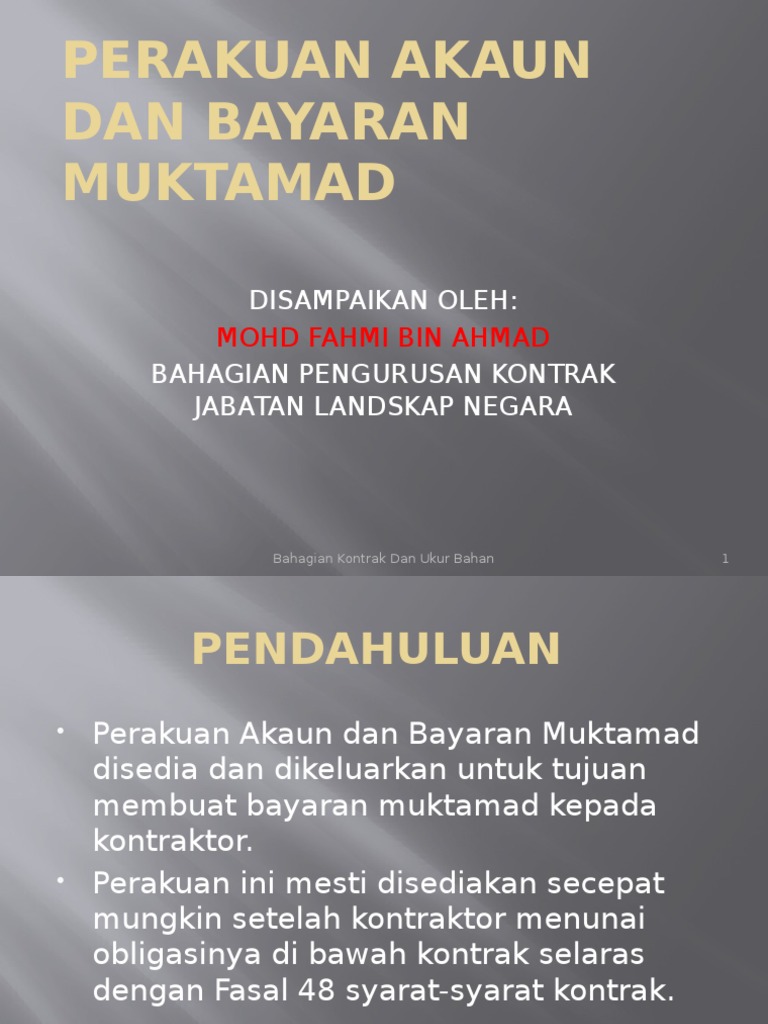 Perakuan Akaun Dan Bayaran Muktamad Mimi Pdf
