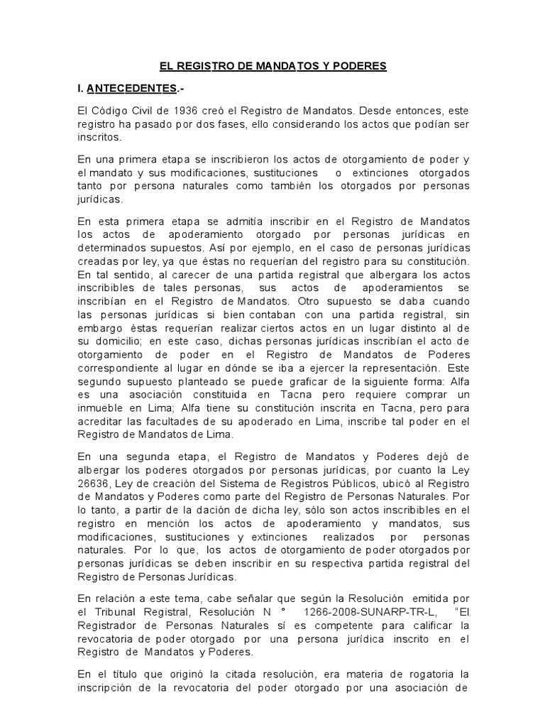 Registro de Mandatos y Poderes: Guía Legal | PDF | Personalidad legal ...