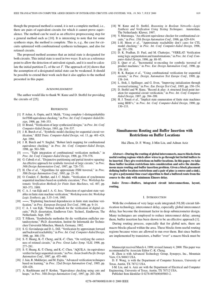 Simultaneous Routing and Buffer Insertion With Restrictions | PDF ...