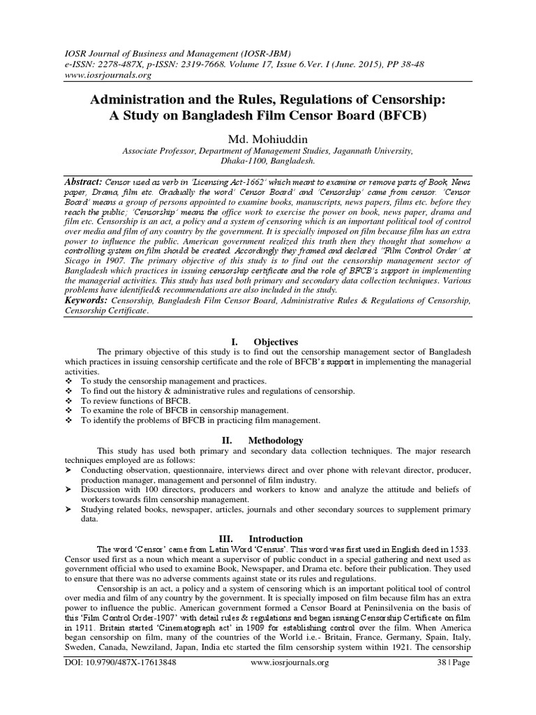 Censorship Management in Bangladesh Film | PDF | Censorship | Bangladesh