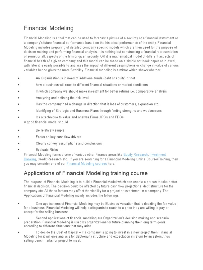 Financial Modeling PDF Financial Modeling Revenue
