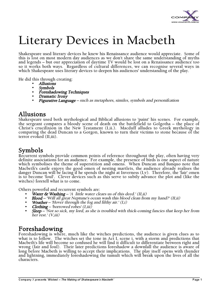 literary devices in macbeth essay