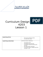 Curriculum Design - EDU 4203 Lesson 1: Learning Aims
