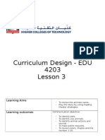 Curriculum Design - EDU 4203 Lesson 3: Learning Aims