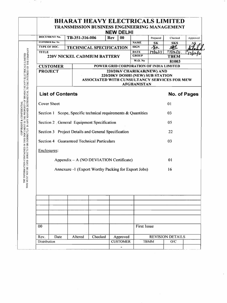 BHEL Technical Specification | PDF
