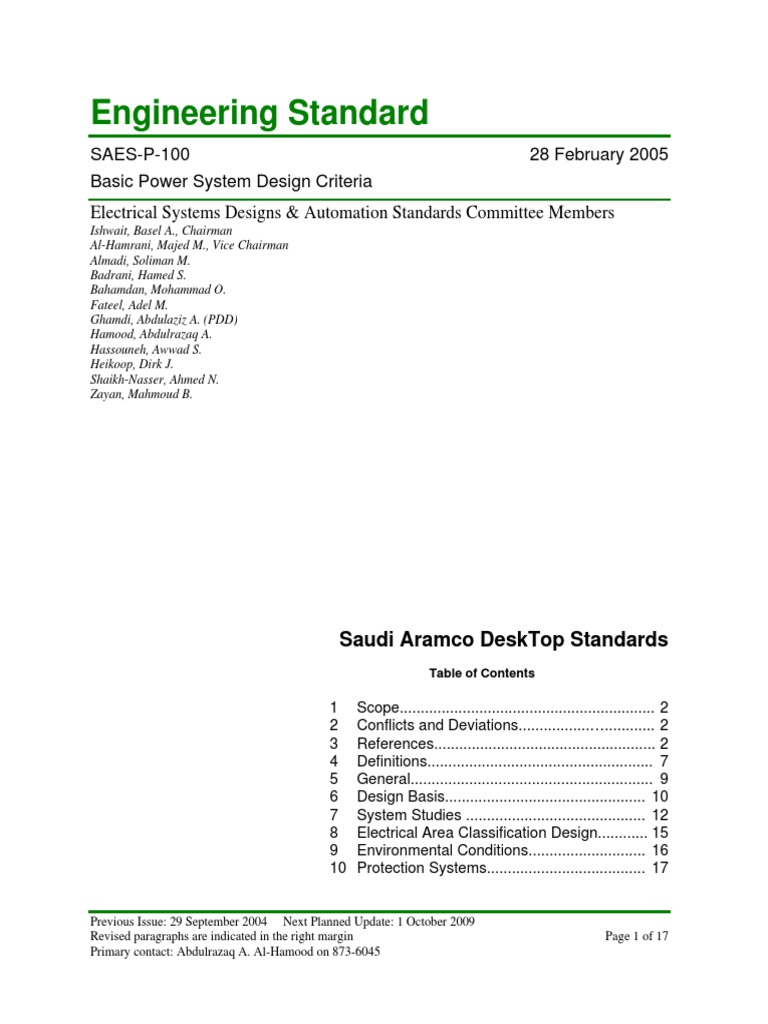 Saudi Aramco Electrical Design Standards | PDF | Electric Power ...