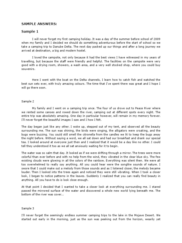 essay about camping trip with family