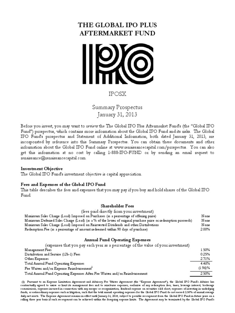 Global IPO Fund Summaryprospectus | PDF | Initial Public Offering ...