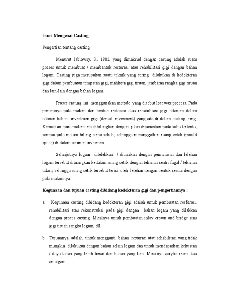 Teori Mengenai Casting Pdf