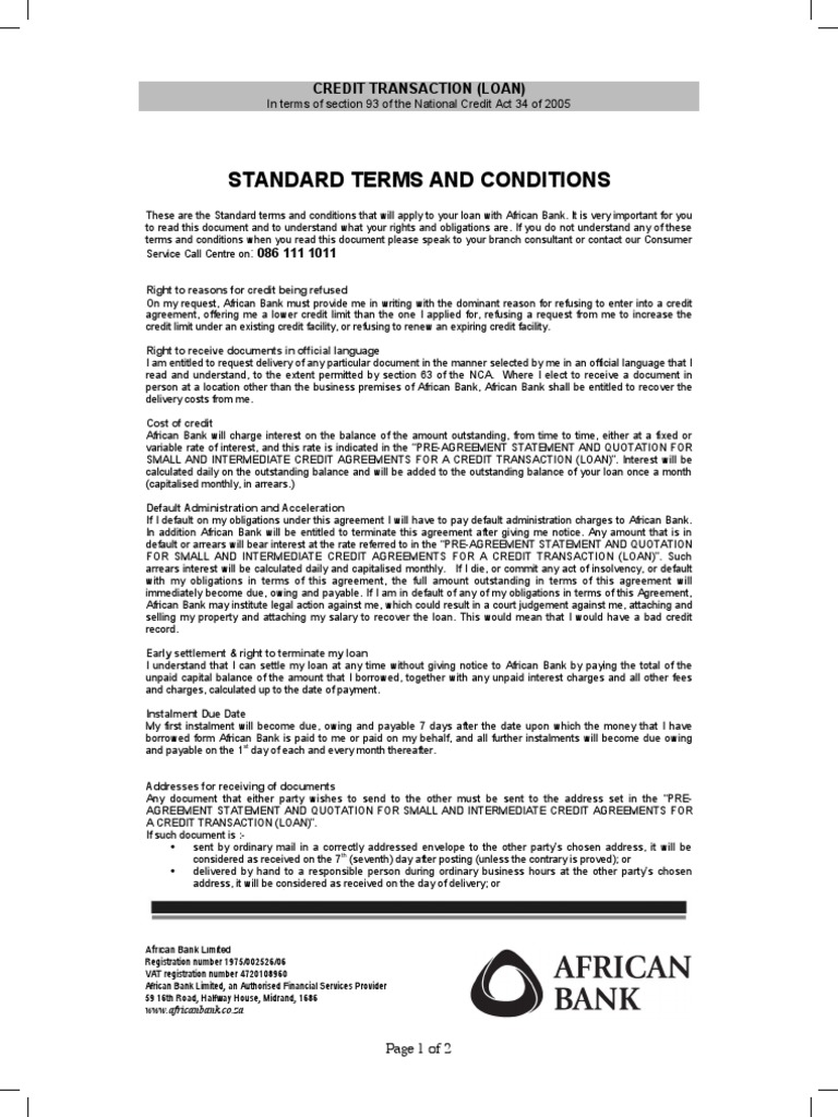 Personal Loan Terms and Conditions | PDF | Loans | Debits And Credits