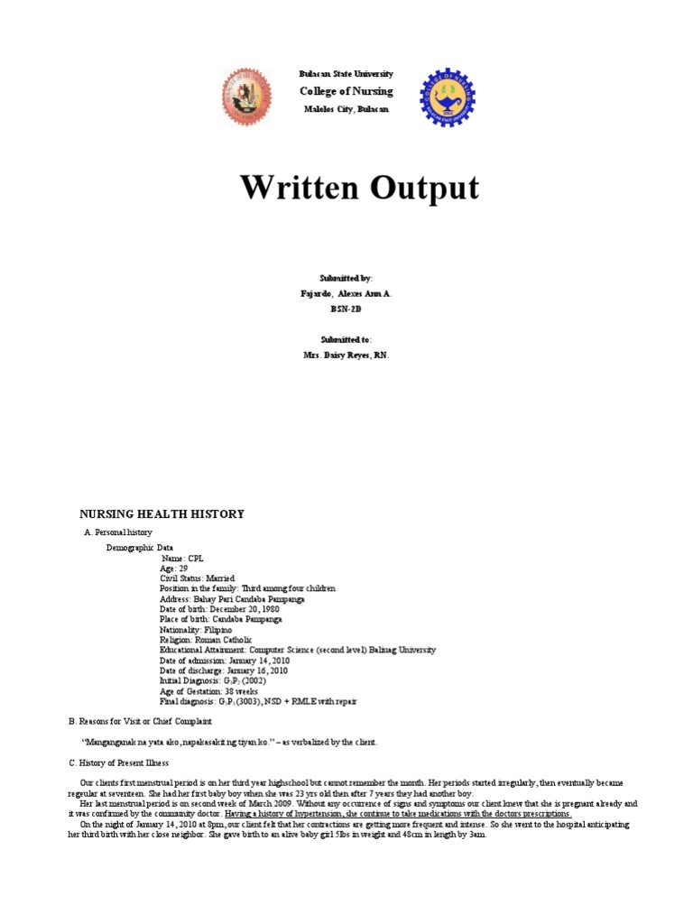 Written Output: College of Nursing | PDF