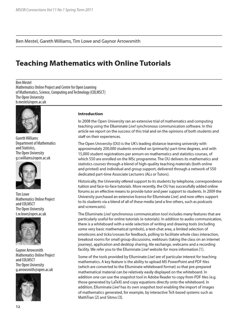 Online Mathematics Teaching Success | PDF | Tutor | Teaching Mathematics