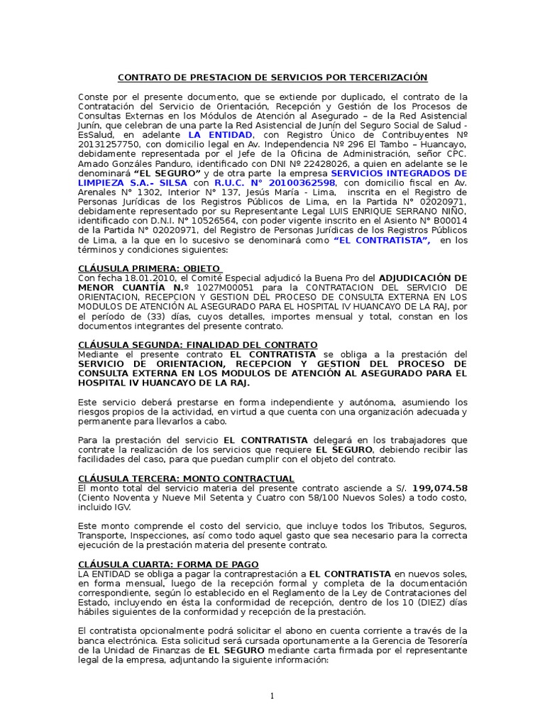 Contrato U Orden de Compra o de Servicio | PDF | Derecho laboral ...