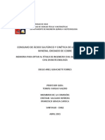 Consumo de Ácido Sulfúrico y Cinética de Lixiviación de Un Mineral Oxidado de Cobre