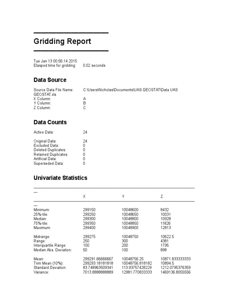 Gridding Report: UAS GEOSTAT Analysis | PDF