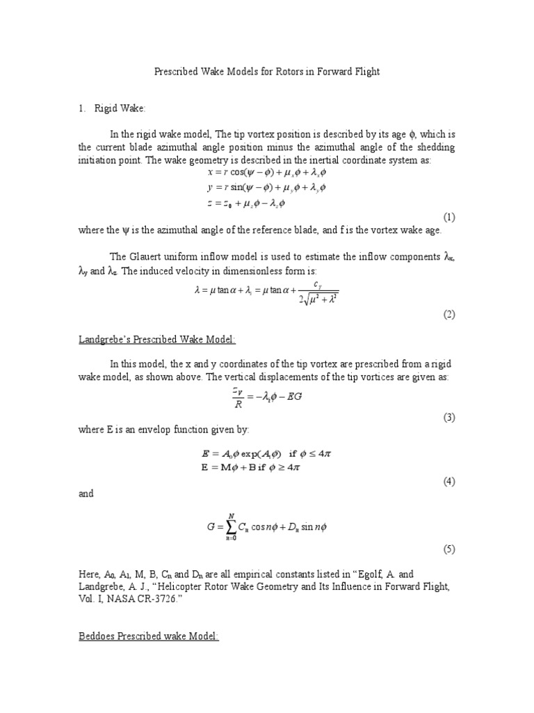 Rotor Wake Models in Forward Flight | PDF | Science & Mathematics