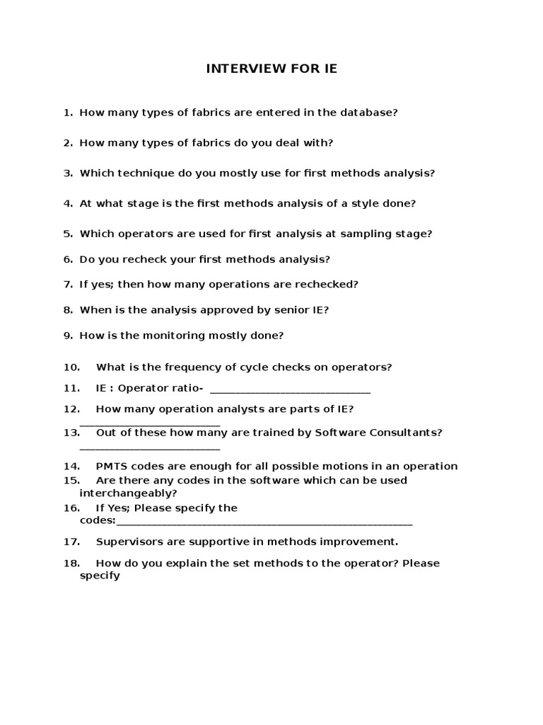 Interview Questions for Industrial Engineering | PDF | Computers ...