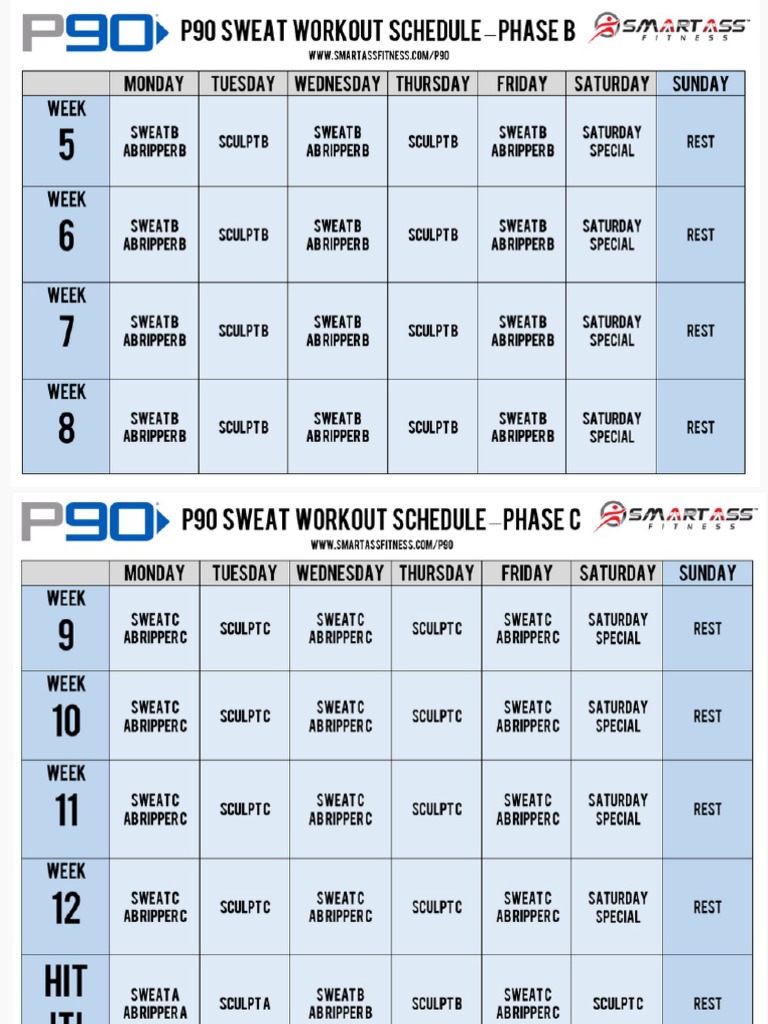 Calendario P90x Workout | Pdf