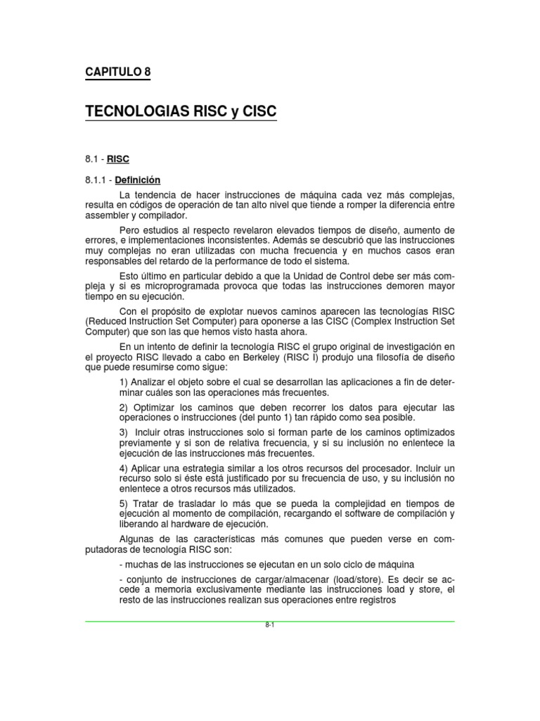 Risc Cisc | PDF | Unidad Central de procesamiento | Memoria del ordenador
