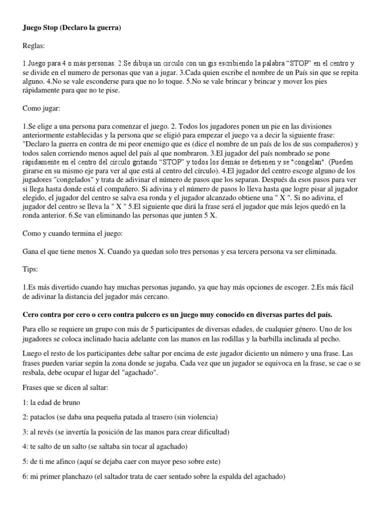 Reglas del Juego Stop: Instrucciones y Tips | PDF | Esteroide | Bioquímica