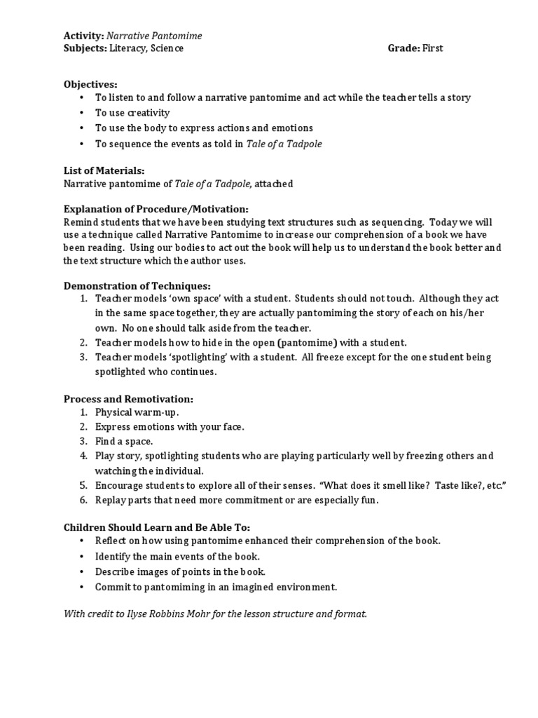 Examples of pantomimes image