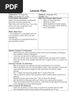 Lesson Plan For Thursday Decemeber 11th Dialogue