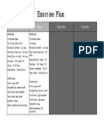 Exercise Plan: Thursday Friday Saturday Sunday