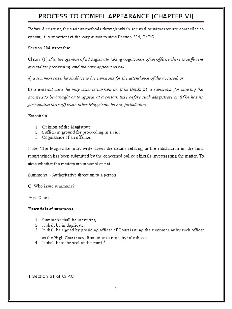Compelling Court Appearance Process | PDF | Summons | Arrest Warrant