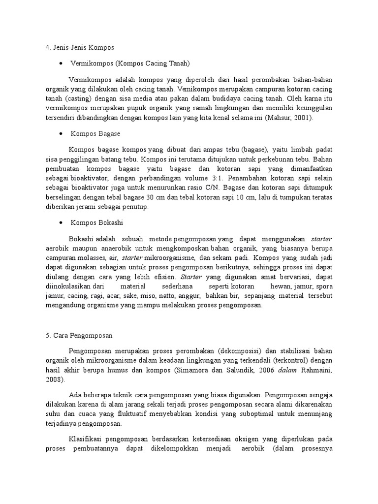 Cara Pengomposan Dan Reaksi Kimia