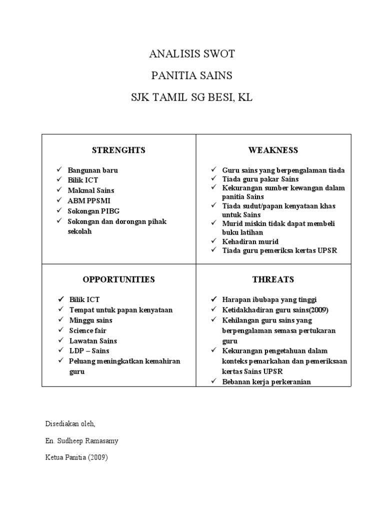 ANALISIS SWOT