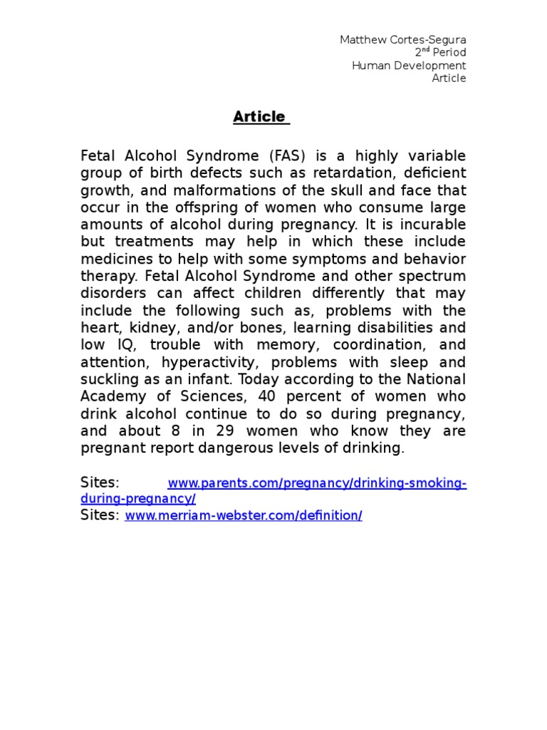 Understanding Fetal Alcohol Syndrome | PDF