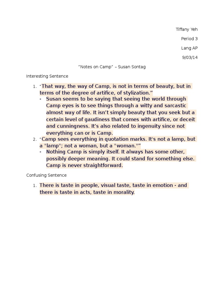 Notes On Camp | PDF