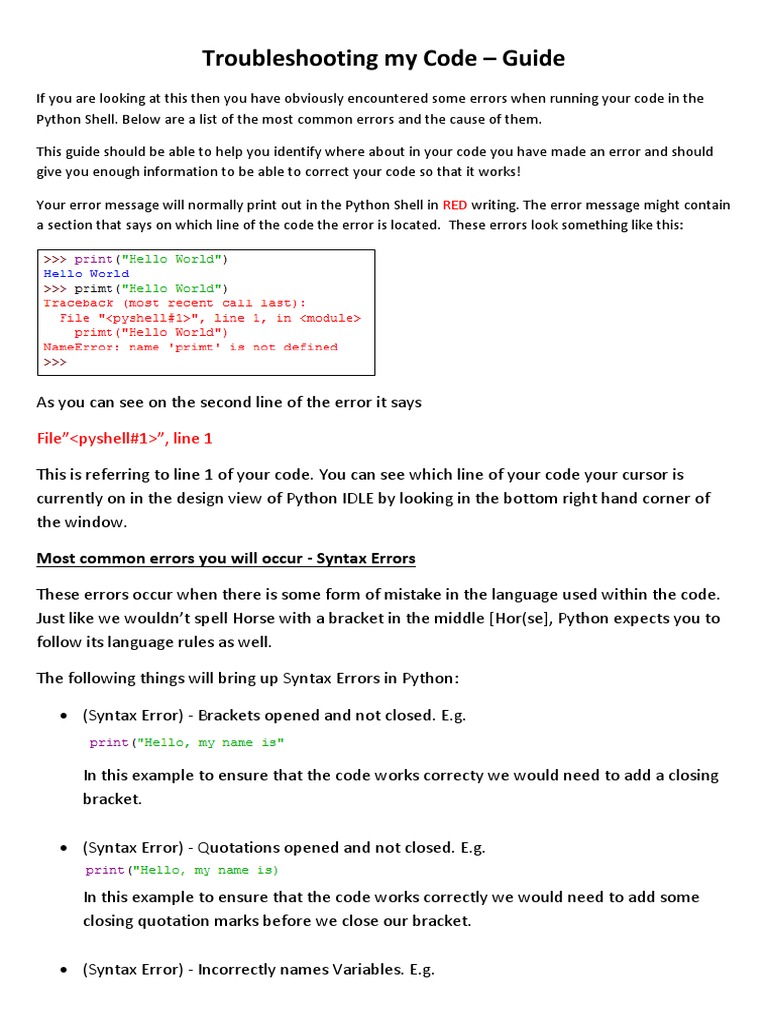 Python Ks3 Troubleshooting Guide Python Programming Language Bracket