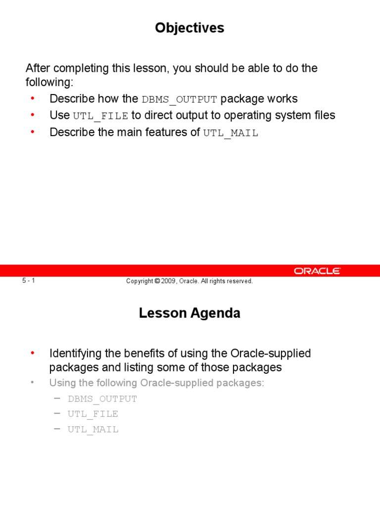 4 Using Oracle Supplied Packages In Application Development Ppt Oracle Database Pl Sql