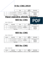 Bill For CNG 2919: SL - No Purpose From To Fare (BDT.) Remarks